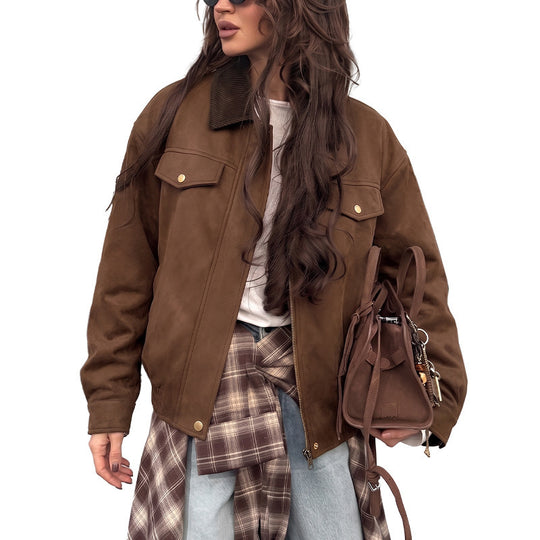 Damen Elegante Suede Jacke Shop Nory
