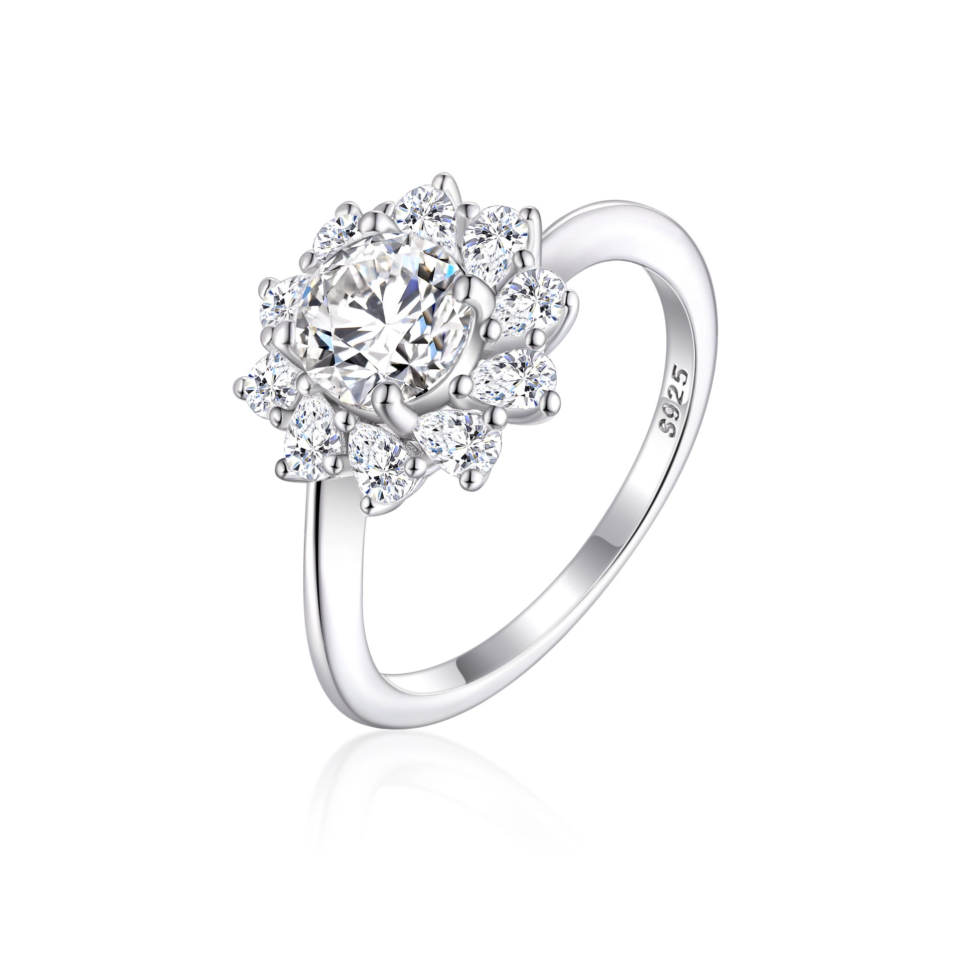 Damen Deluxe Blumenkreisring mit funkelnden Zirkonia-Steinen Shop Nory