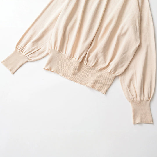 Damen Schulterfreier Strickpullover mit Ballonärmeln und breitem Rippbund Shop Nory