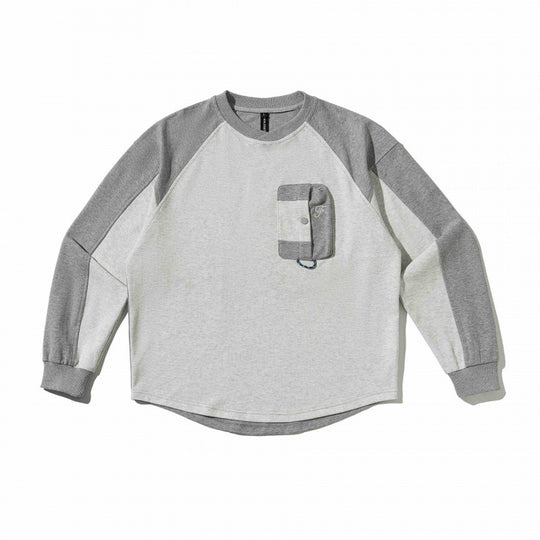 Unisex Oversize-Sweatshirt mit Raglanärmeln, zweifarbigen Einsätzen und Utility-Brusttasche Shop Nory