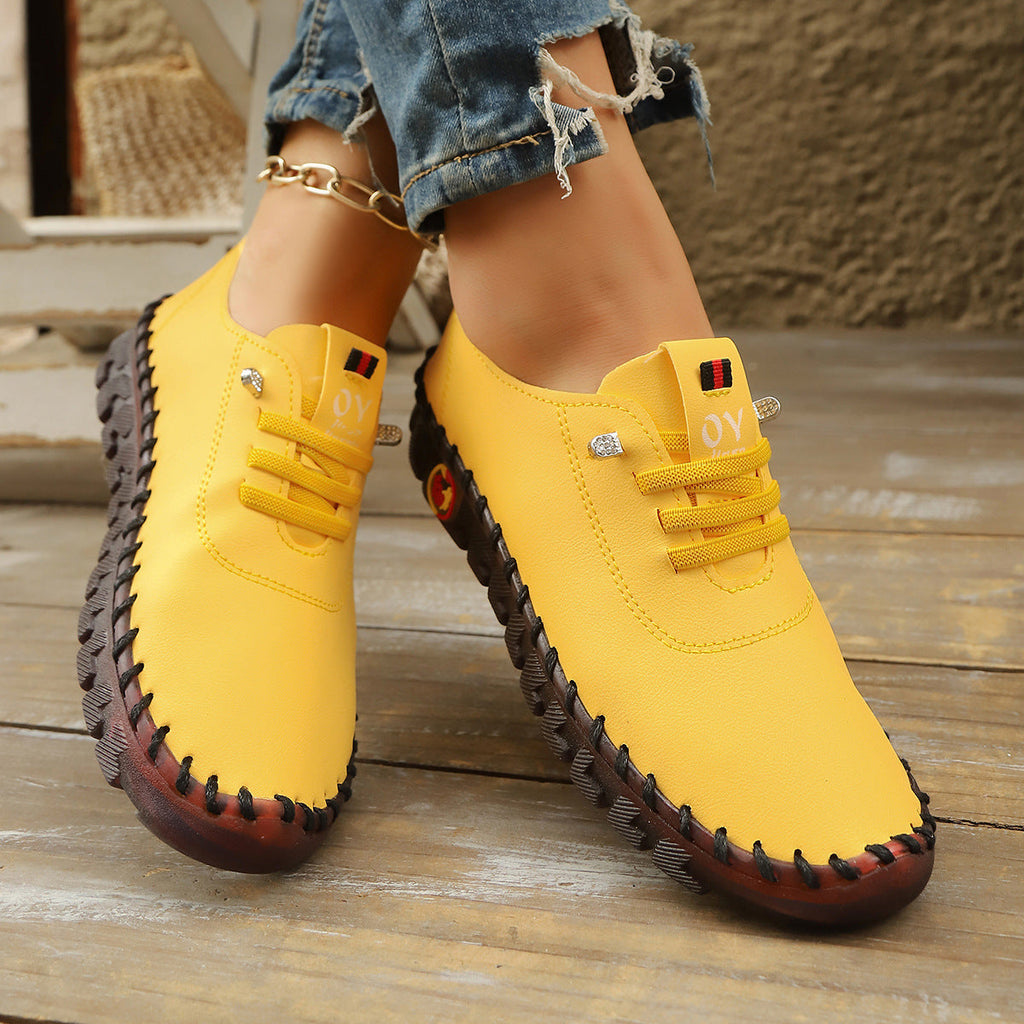 Damen Atmungsaktive und bequeme Freizeitschuhe mit elastischen Schnürsenkeln Shopnory