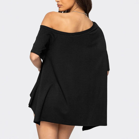 Damen Weit geschnittenes Off-Shoulder T-Shirt