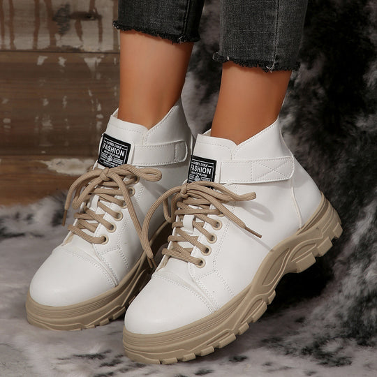 Damen Plateau-Ankleboots mit Klettverschluss, robuster Lug-Sohle und gepolstertem Schaft Shop Nory