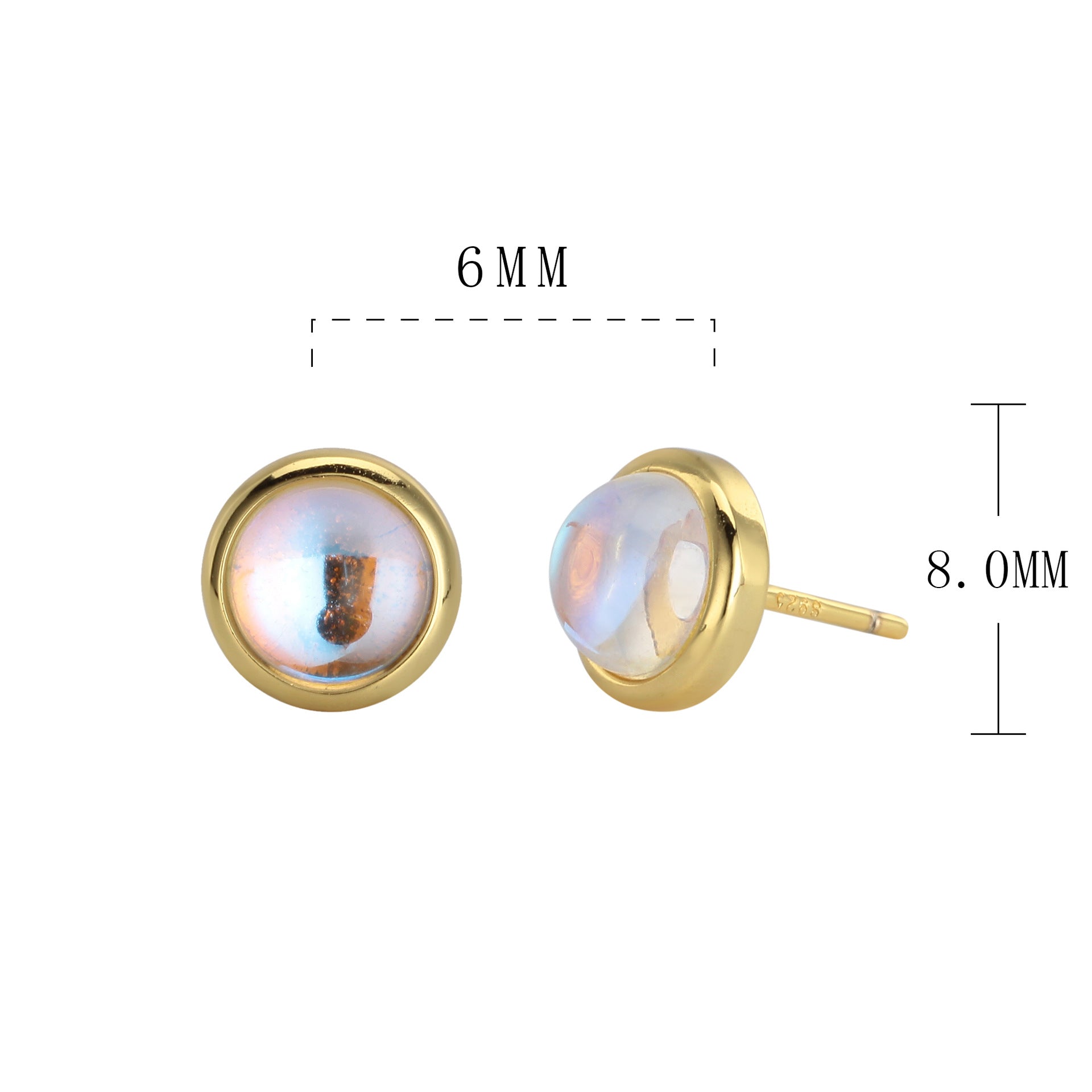 Damen Ohrstecker mit schimmerndem Opal-Effekt und hochwertiger 925 Sterling Silberfassung Shop Nory