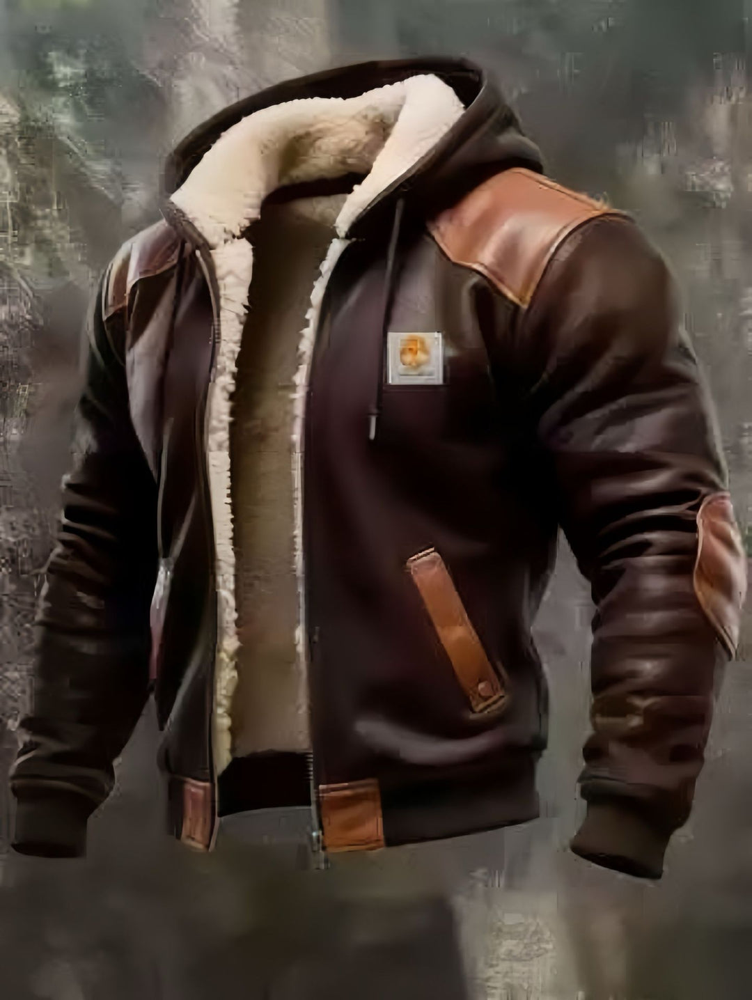 Herren nan gefütterte Bomberjacke mit Kapuze, Teddyfutter und Kontrastbesätzen Shop Nory
