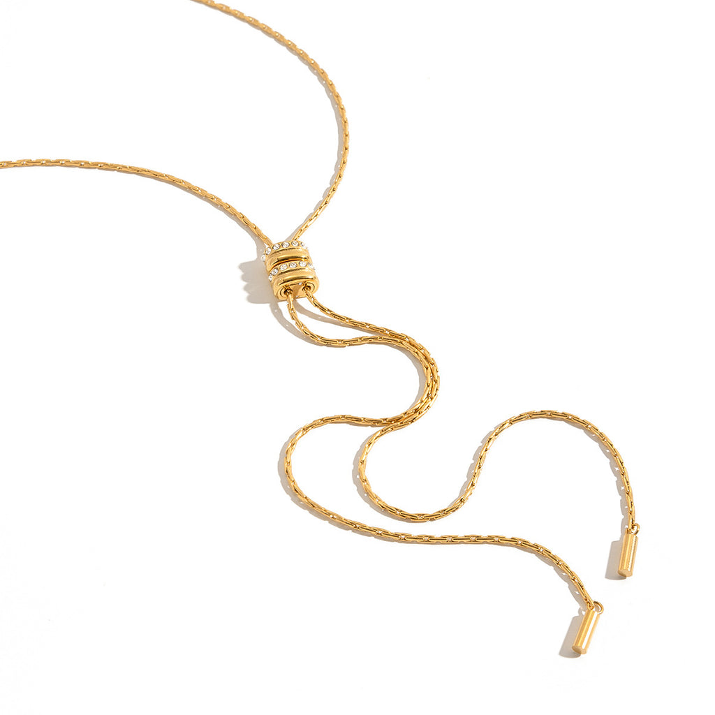 Damen Langes Kettenhalsband mit verstellbarem Anhänger aus hypoallergenem Edelstahl Shop Nory
