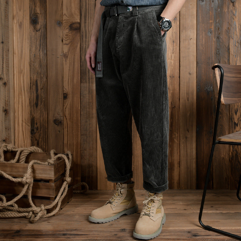 Herren Cordhose im Relaxed-Fit mit konischer Passform und Canvas-Gürtel Shop Nory