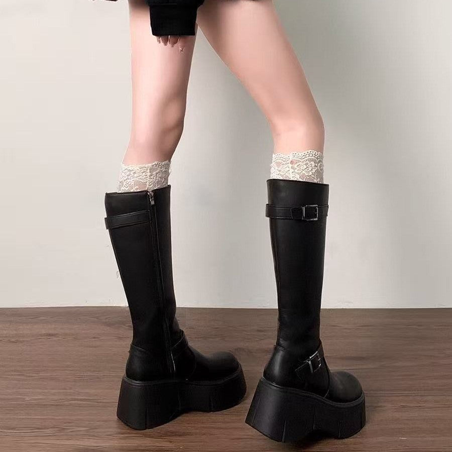Damen Modische Stiefel mit auffälligem Schnallen-Design Shopnory