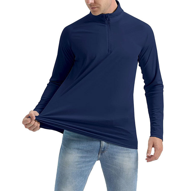 Herren Sportlicher Langarm-Hoodie mit halbem Reißverschluss