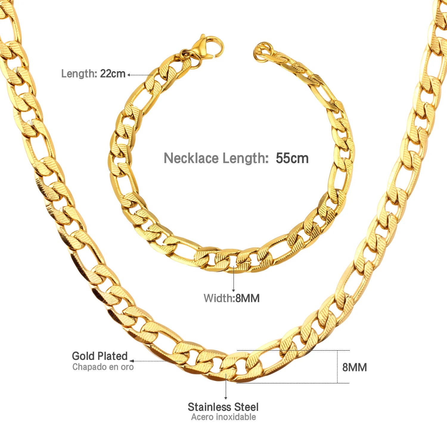Damen edelstahl Armband mit goldplattierten Glieder-Design und verstellbarem Verschluss Shop Nory