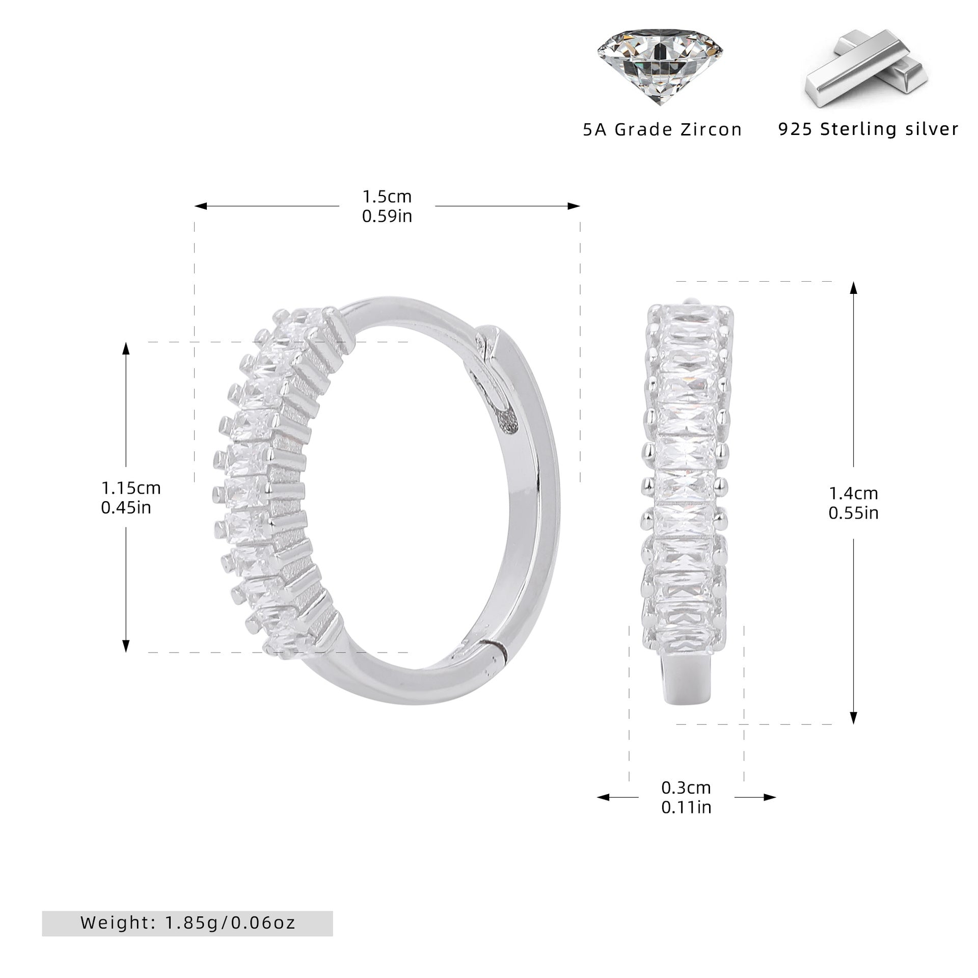Damen Creolen mit funkelnden Zirkonsteinen und hochwertiger 925 Sterlingsilberfassung Shop Nory