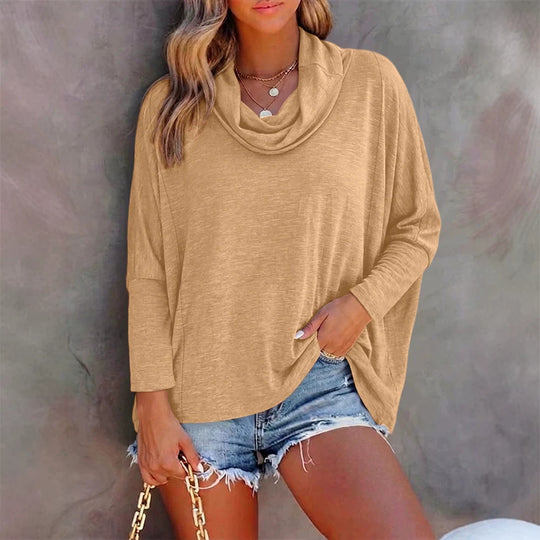 Damen Oversized Schalkragen-Longsleeve mit Fledermausärmeln Shop Nory