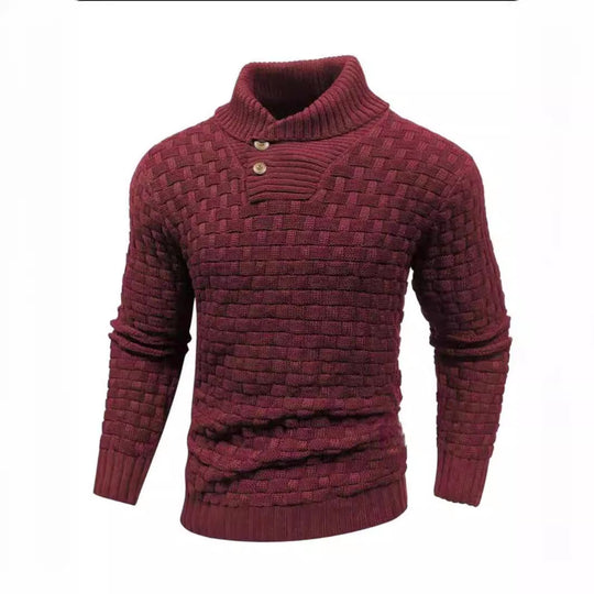 Herren nan strukturierter Strickpullover mit hochschließendem Stehkragen und Zierknopfleiste Shop Nory