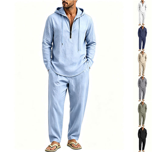 Herren Lässiges Lounge-Set mit Halbzip-Kapuzenpullover und locker sitzender Freizeit-Hose Shop Nory