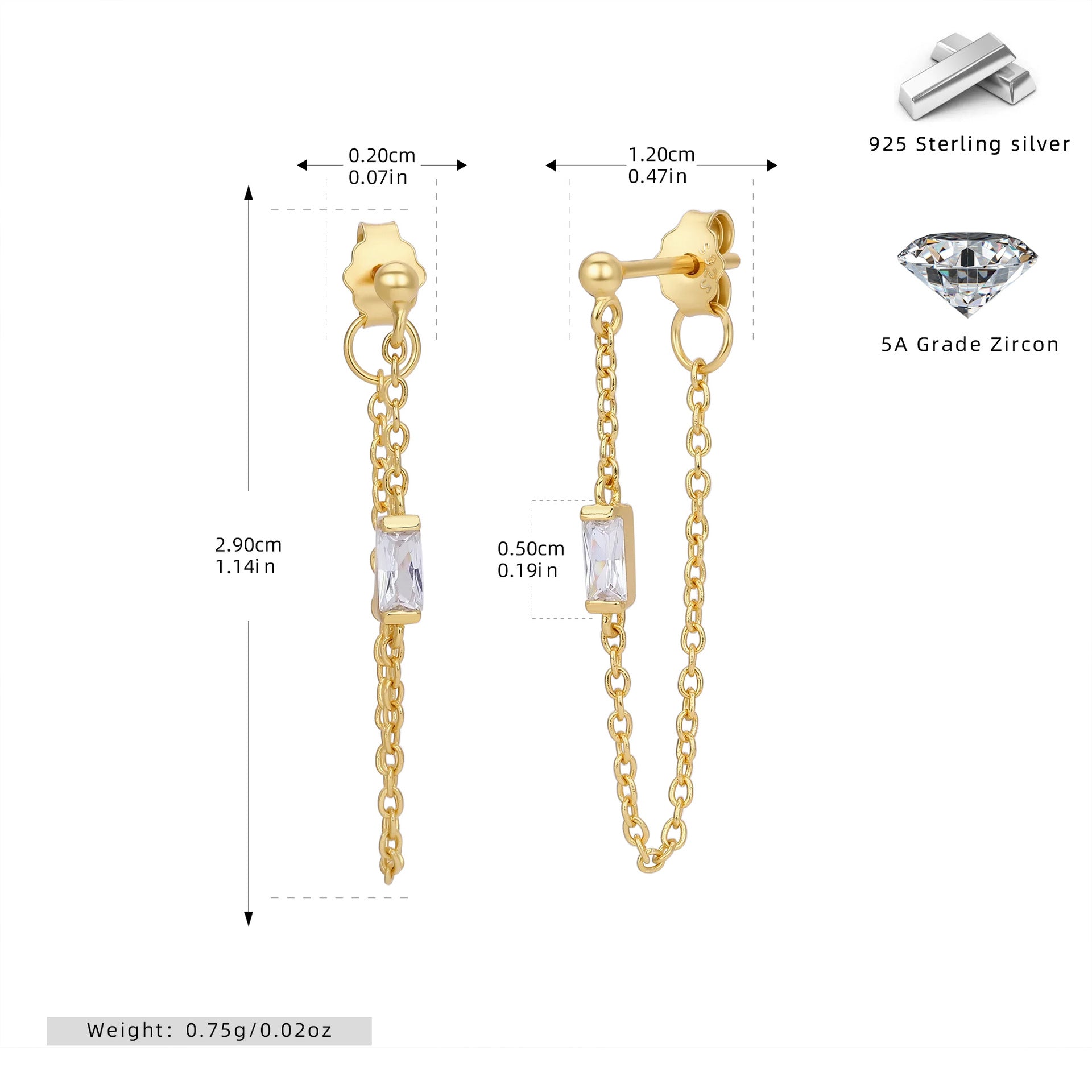 Damen Ohrringe mit luxuriösen Zirkonanhängern aus 925 Sterling Silber Shop Nory