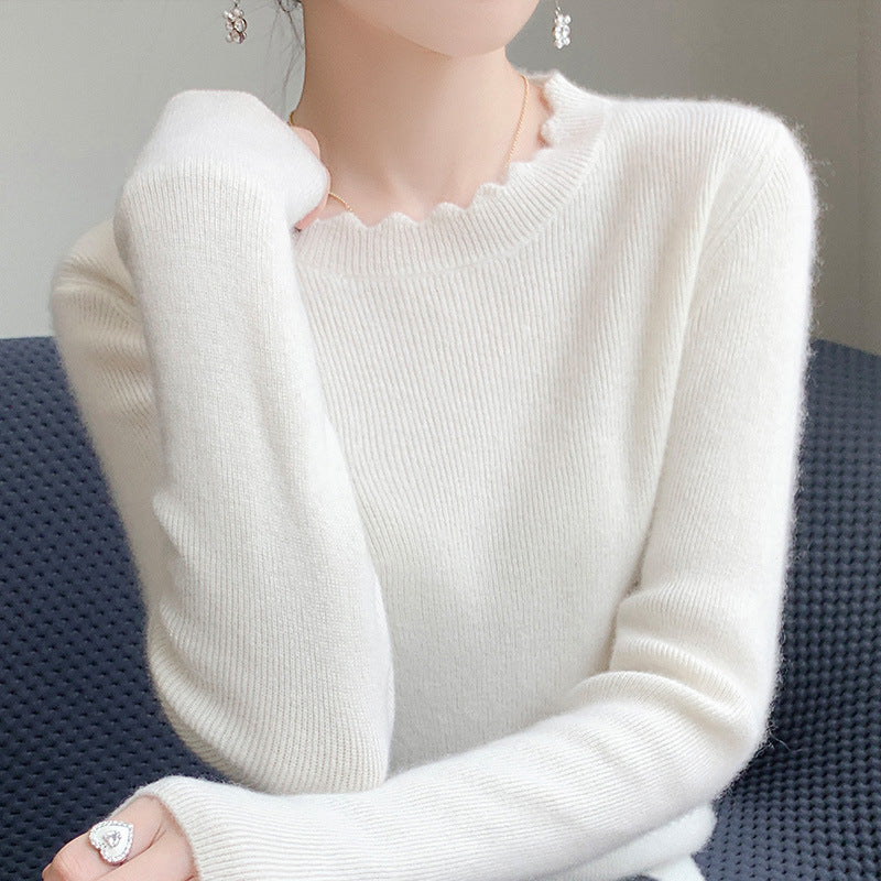 Damen Weicher Feinstrickpullover mit welligem Rundhalsausschnitt und kaschmirähnlicher Oberfläche Shop Nory