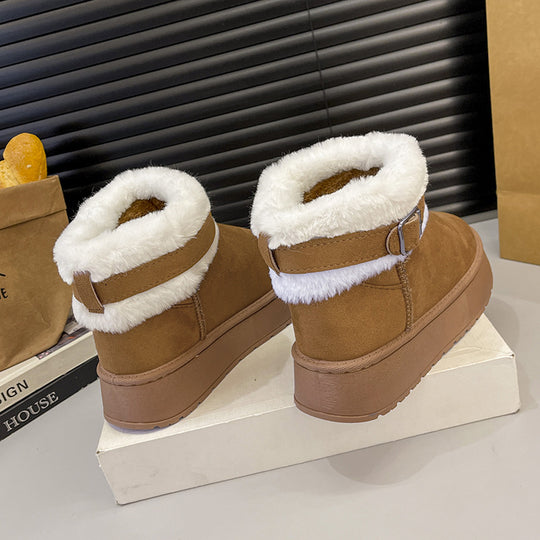 Damen Gefütterte Kurz-Stiefeletten mit Teddyfell-Futter, verstellbarem Schnallenriemen und profilierter Gummisohle Shop Nory