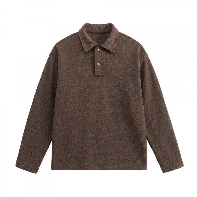 Unisex Boxy-Polo-Pullover aus Wollmix mit Henley-Knopfleiste und geradem Saum Shop Nory