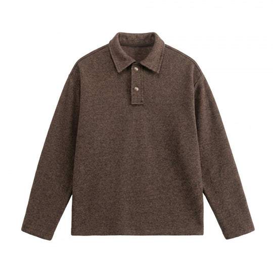 Unisex Boxy-Polo-Pullover aus Wollmix mit Henley-Knopfleiste und geradem Saum Shop Nory