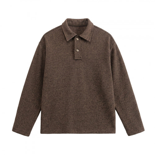 Unisex Boxy-Polo-Pullover aus Wollmix mit Henley-Knopfleiste und geradem Saum Shop Nory