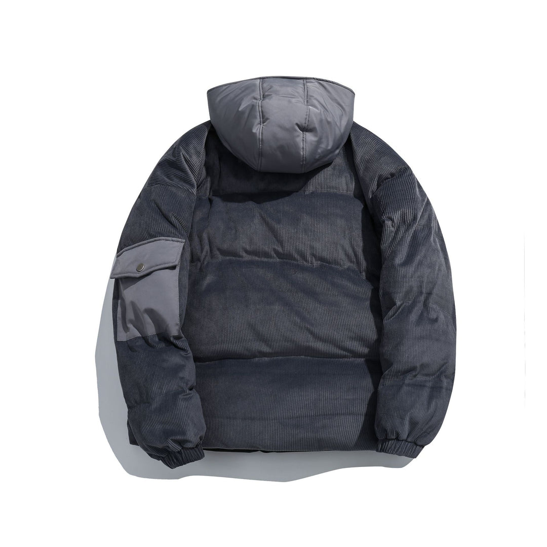 Damen Cord-Stepp-Pufferjacke mit Kapuze und Utility-Ärmeltasche Shop Nory