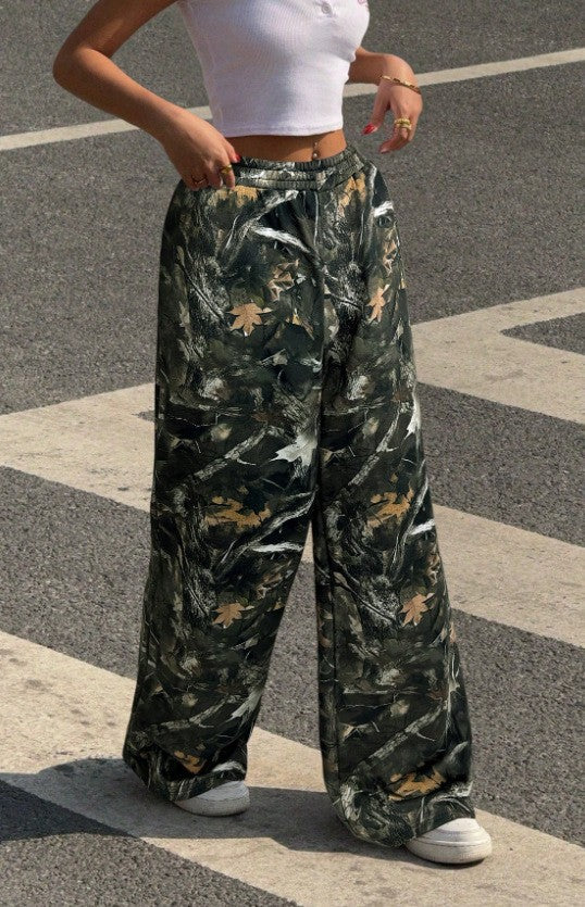 Damen nan weite Palazzo-Hose mit floralem Alloverprint und elastischem Bund Shop Nory