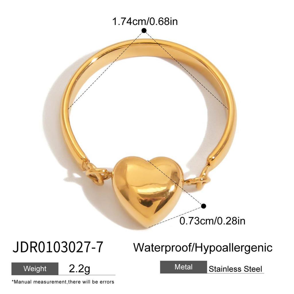 Damen Offener Ring mit herzförmigem Türkisstein aus hypoallergenem Edelstahl Shop Nory