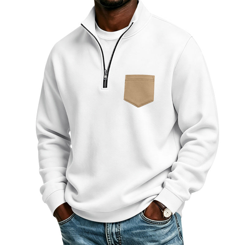 Herren Troyer-Sweatshirt mit halbem Reißverschluss und kontrastierter Brusttasche Shop Nory