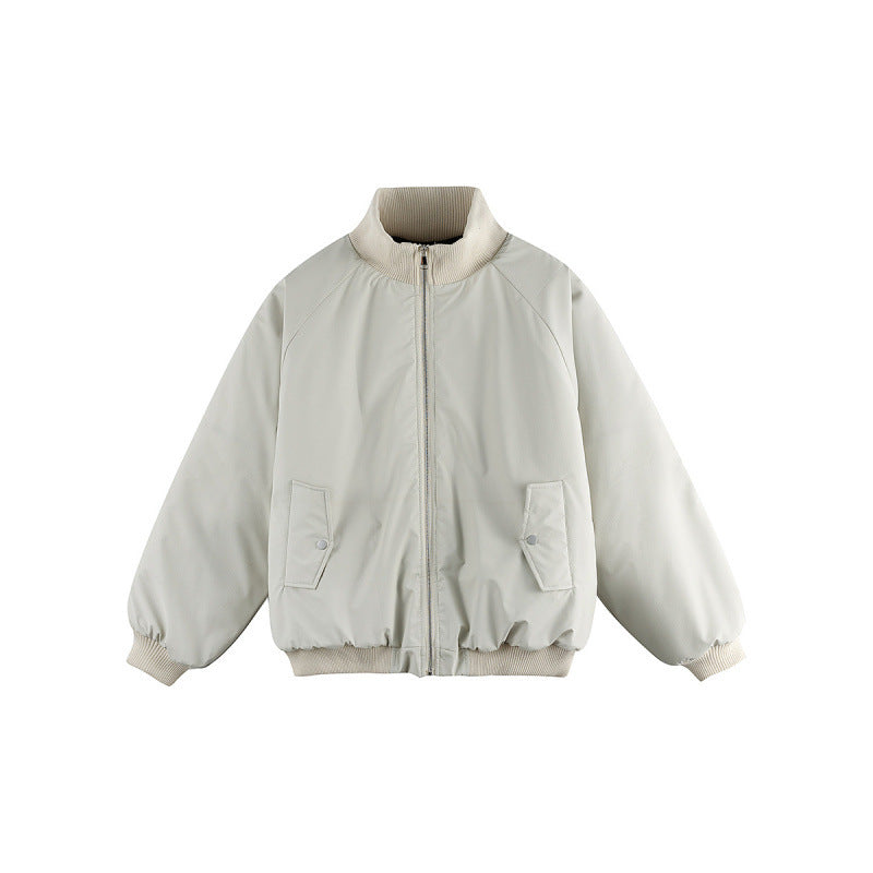 Unisex Boxy-Übergangs-Bomberjacke mit Stehkragen und Pattentaschen Shop Nory