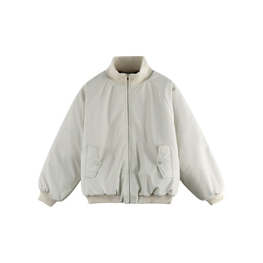 Unisex Boxy-Übergangs-Bomberjacke mit Stehkragen und Pattentaschen Shop Nory
