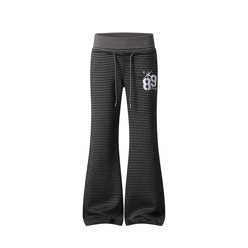Damen Weite Flared-Loungehose mit hohem Komfortbund, Kordelzug und feiner Streifenstruktur Shop Nory