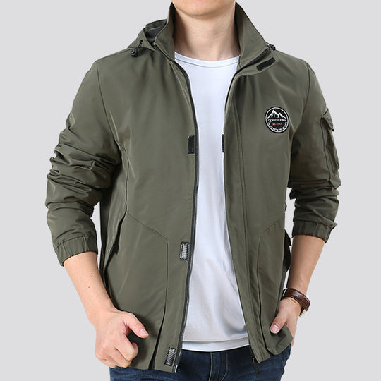 Herren Leichter Urbaner Softshell-Hoodie mit Ärmeltasche und hohem Stehkragen Shop Nory