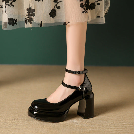 Damen Elegante Blockabsatz-Pumps mit verstellbarem Riemen