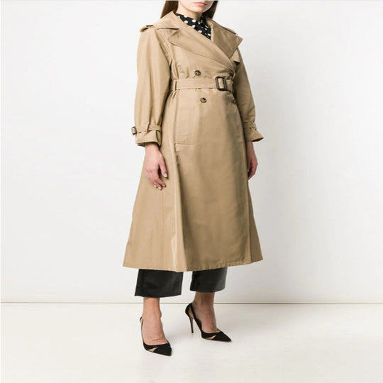 Damen Midilanger Trenchcoat im A‑Linien‑Schnitt mit Taillengürtel und Epauletten Shop Nory