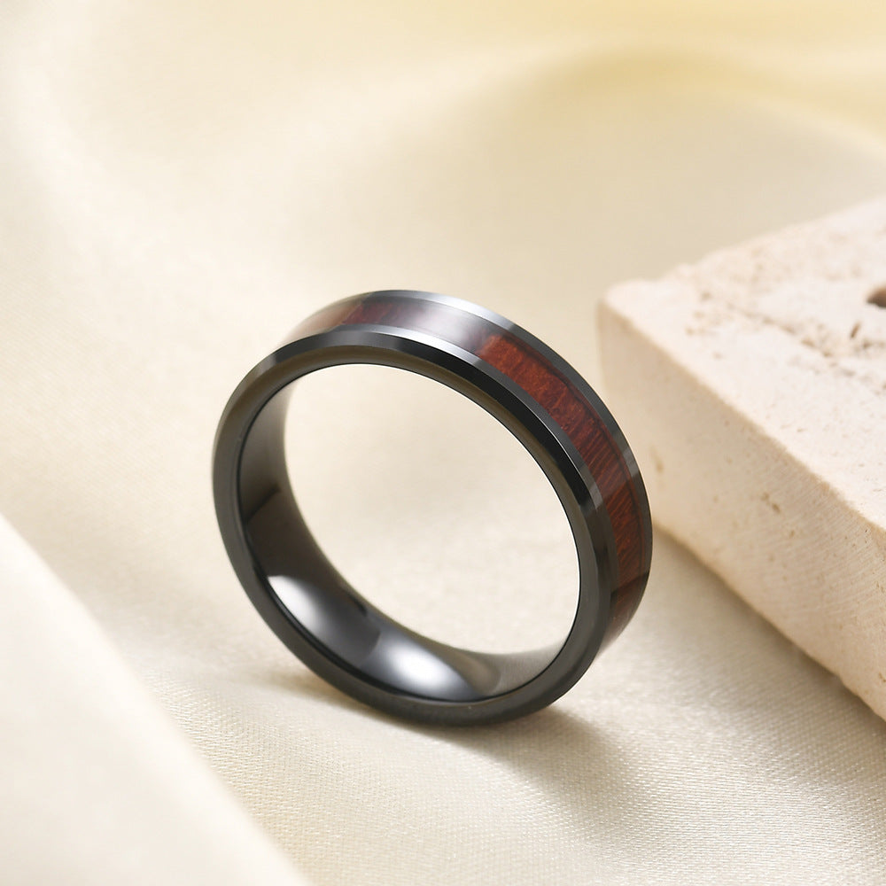 Herren Ring aus hochwertigem Edelstahl mit Holz-Detail Shop Nory