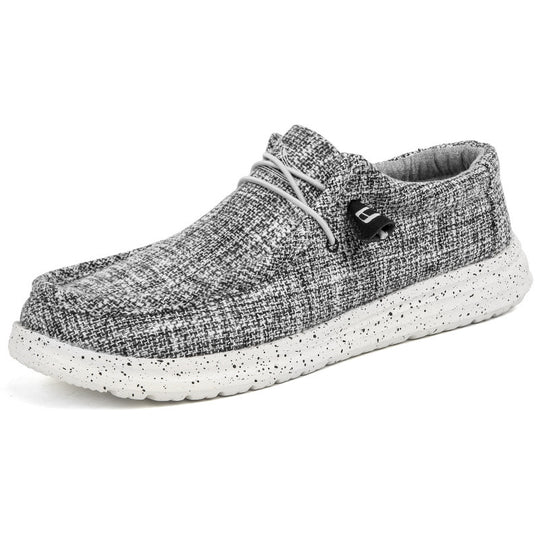 Herren Legerer Canvas-Mokassin-Slipper mit geflochtener Schnürung und gefleckter EVA-Sohle Shopy Nory