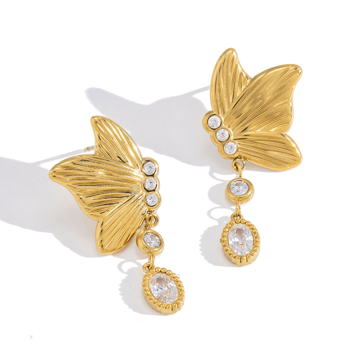 Damen Ohrhänger mit elegantem Blatt-Design und funkelnden Kristallakzenten Shop Nory