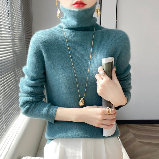 Damen Kurz geschnittener Rollkragenpullover aus weichem Kaschmir-Blend mit schmaler Silhouette Shop Nory
