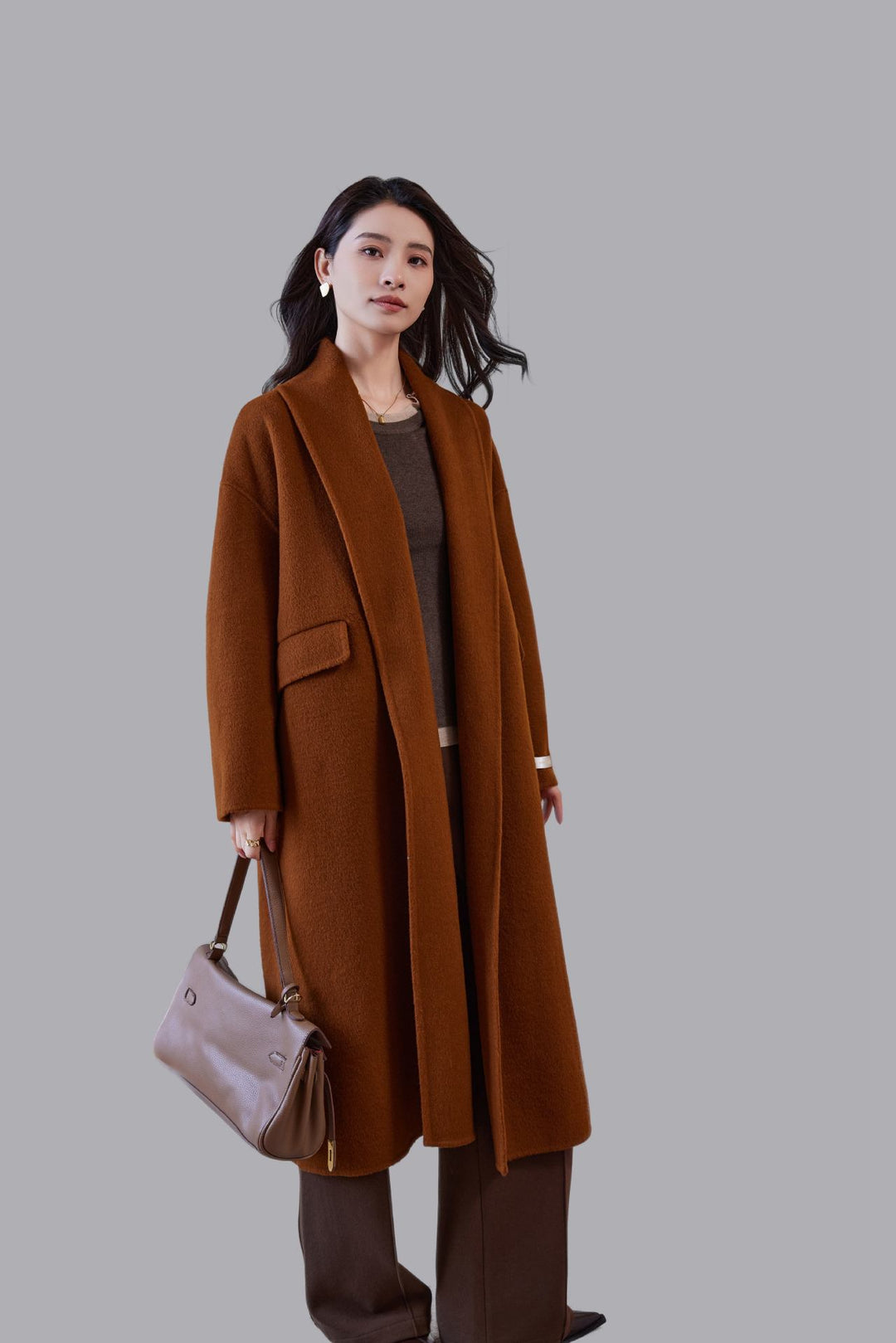 Damen Oversized Wollmantel mit klassischem Reverskragen Shop Nory