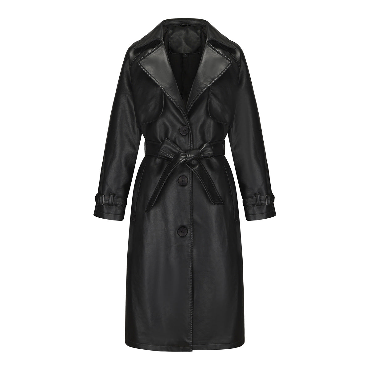 Damen modischer Trenchcoat aus hochwertigem Kunstleder
