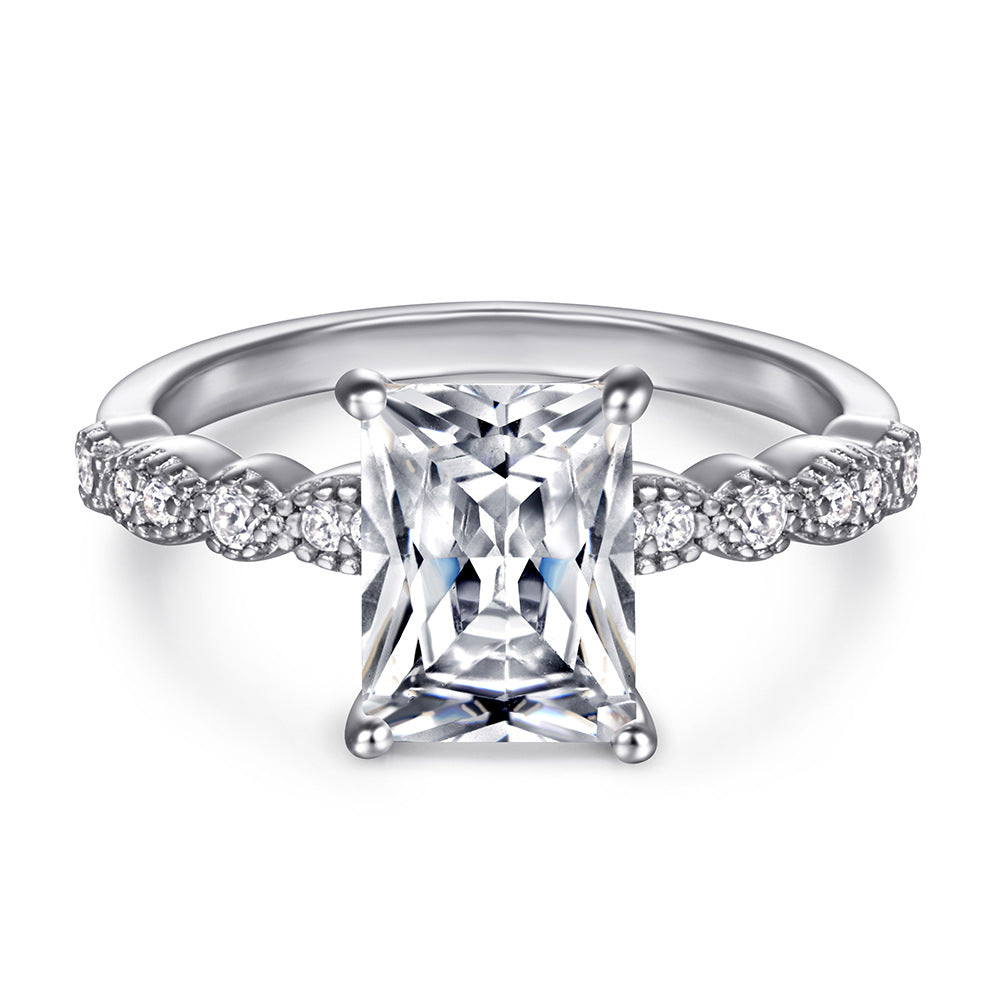 Damen Eleganter Verlobungsring mit quadratischem Diamant und filigranem Design Shop Nory