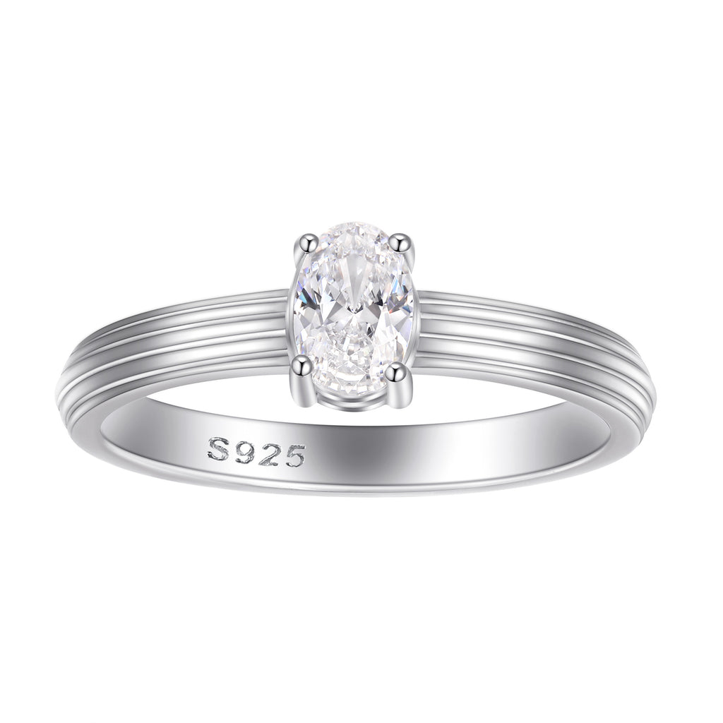 Damen Verlobungsring mit ovalem Hauptstein und filigraner Zirkonia-Verzierung Shop Nory