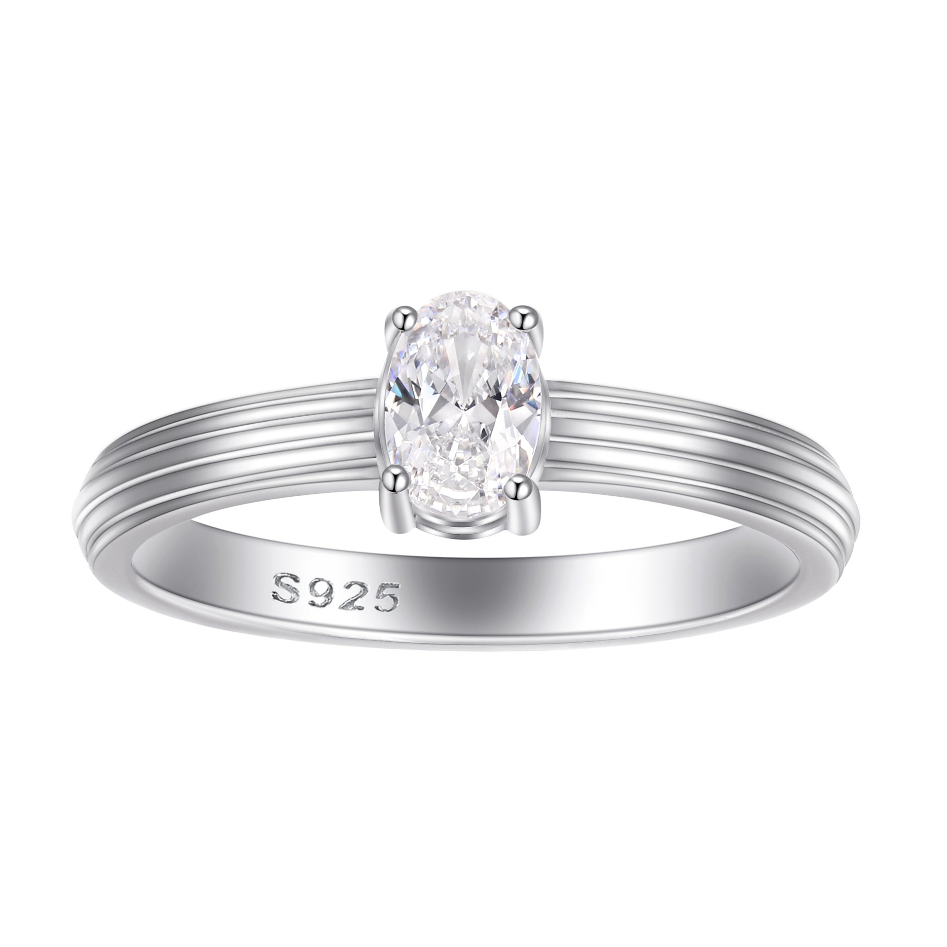 Damen Verlobungsring mit ovalem Hauptstein und filigraner Zirkonia-Verzierung Shop Nory