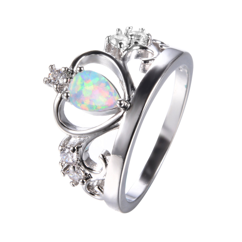 Damen Ring mit herzförmigem Opal und funkelnden Zirkonia-Details Shop Nory