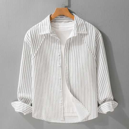 Herren Leichtes Streifen‑Overshirt mit Kentkragen und Raglanärmeln Shop Nory