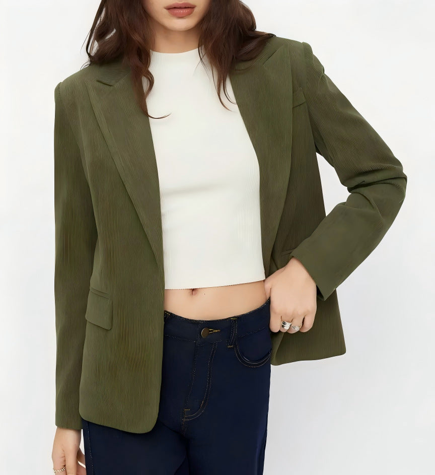 Damen Kord-Blazer mit schmaler Silhouette, schmalem Revers und Pattentaschen Shop Nory