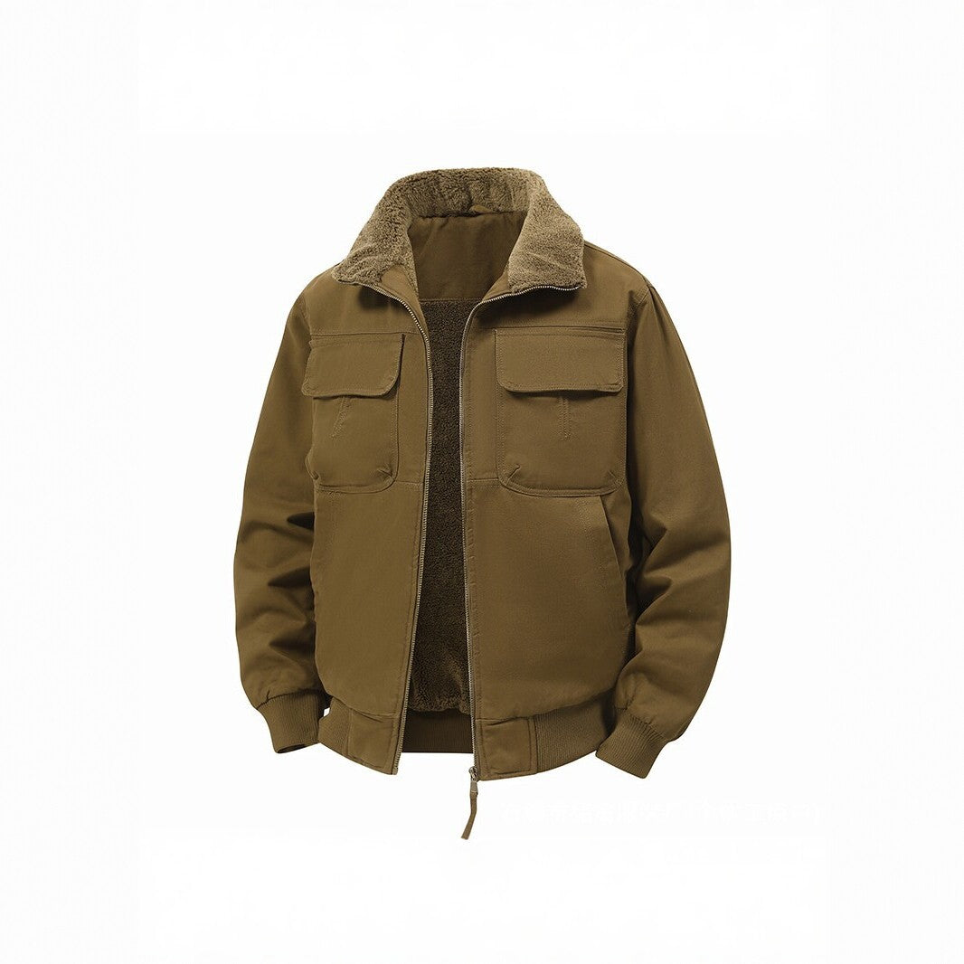 Herren Thermo‑Bomberjacke mit durchgehendem Reißverschluss, Sherpa‑Kragen und Utility‑Taschen Shop Nory
