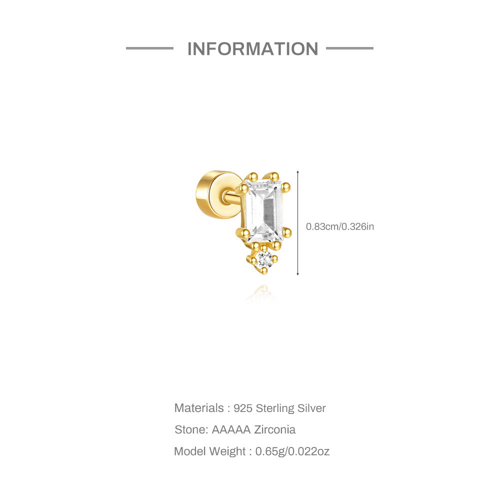 1 Stück Ohrknorpelringe & Steckern Einfacher Stil Klassischer Stil Geometrisch 925 Sterling Silber Opal Zircon Ohrknorpelringe & Steckern | Shop Nory
