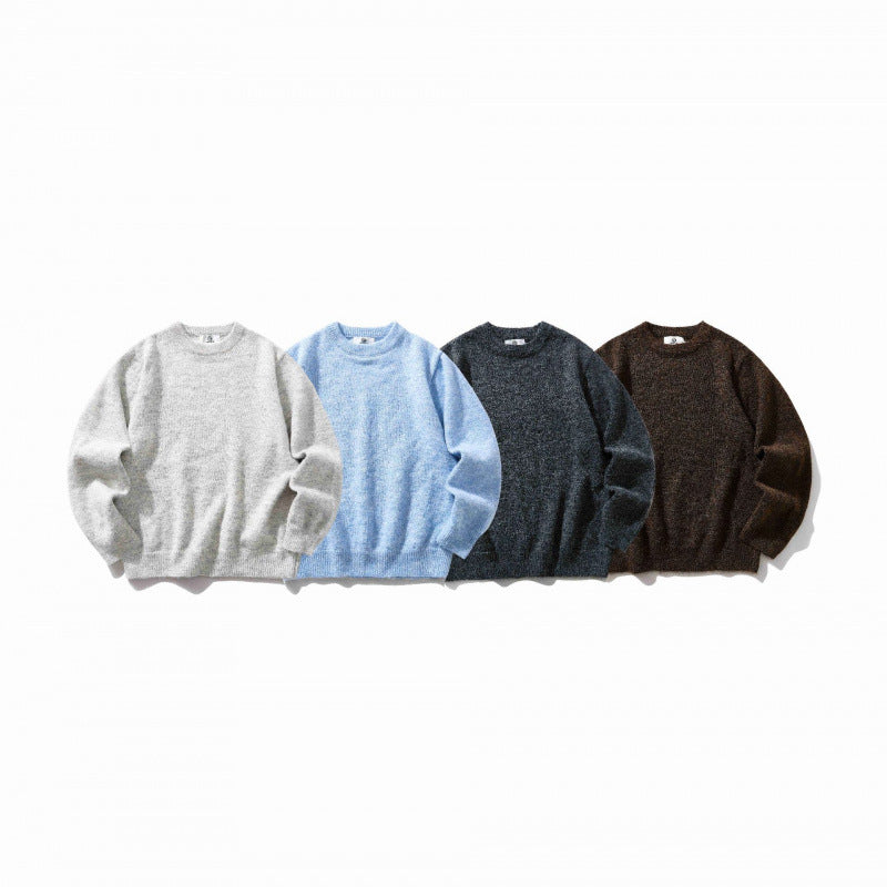 Unisex Oversize-Feinstrickpullover mit Rundhalsausschnitt, gerippten Bündchen und melierter Wollmischung Shop Nory