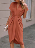 Damen Wickelkleid mit elegantem V-Ausschnitt und Drapierung